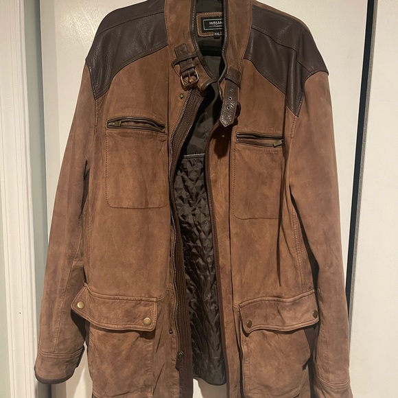 Brown Missani Le Collection Suede Leather Jacket - Picture 1 of 10